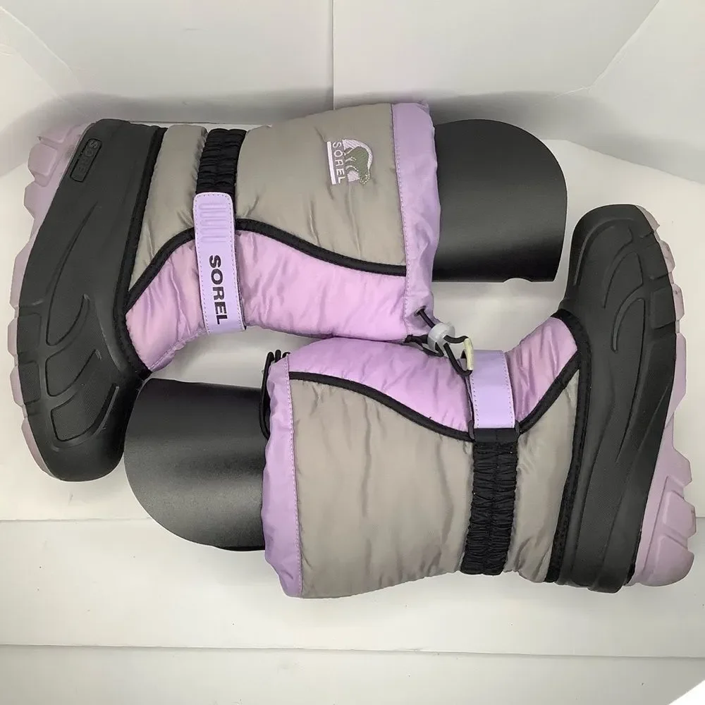 Sorel Flurry Lavender Gray Knee High Waterproof Winter Snow Big Girl Boots Sz 4